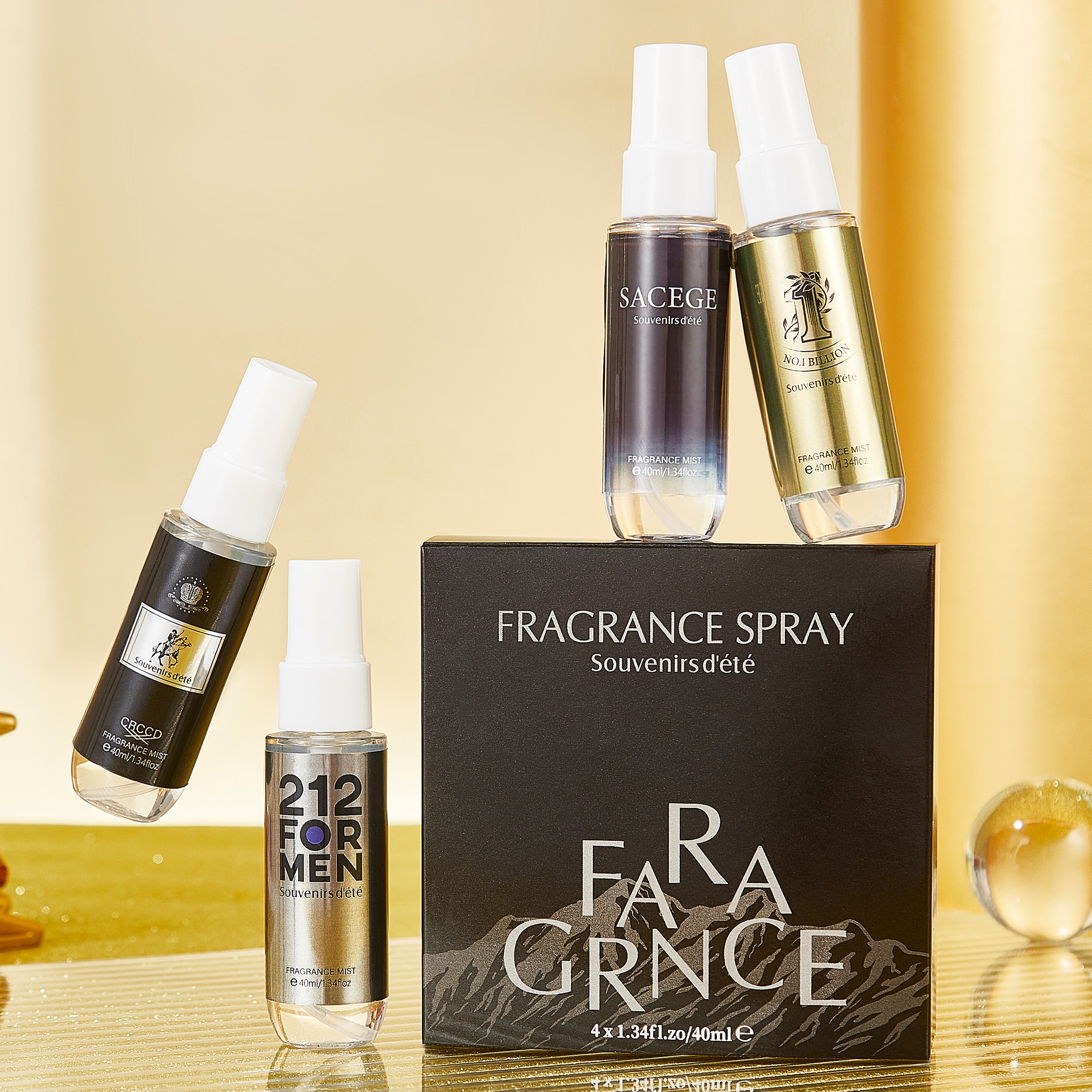 Perfume Fragrance Hair Spray - 4pcs Black Gold Men's Perfume, Alcohol
