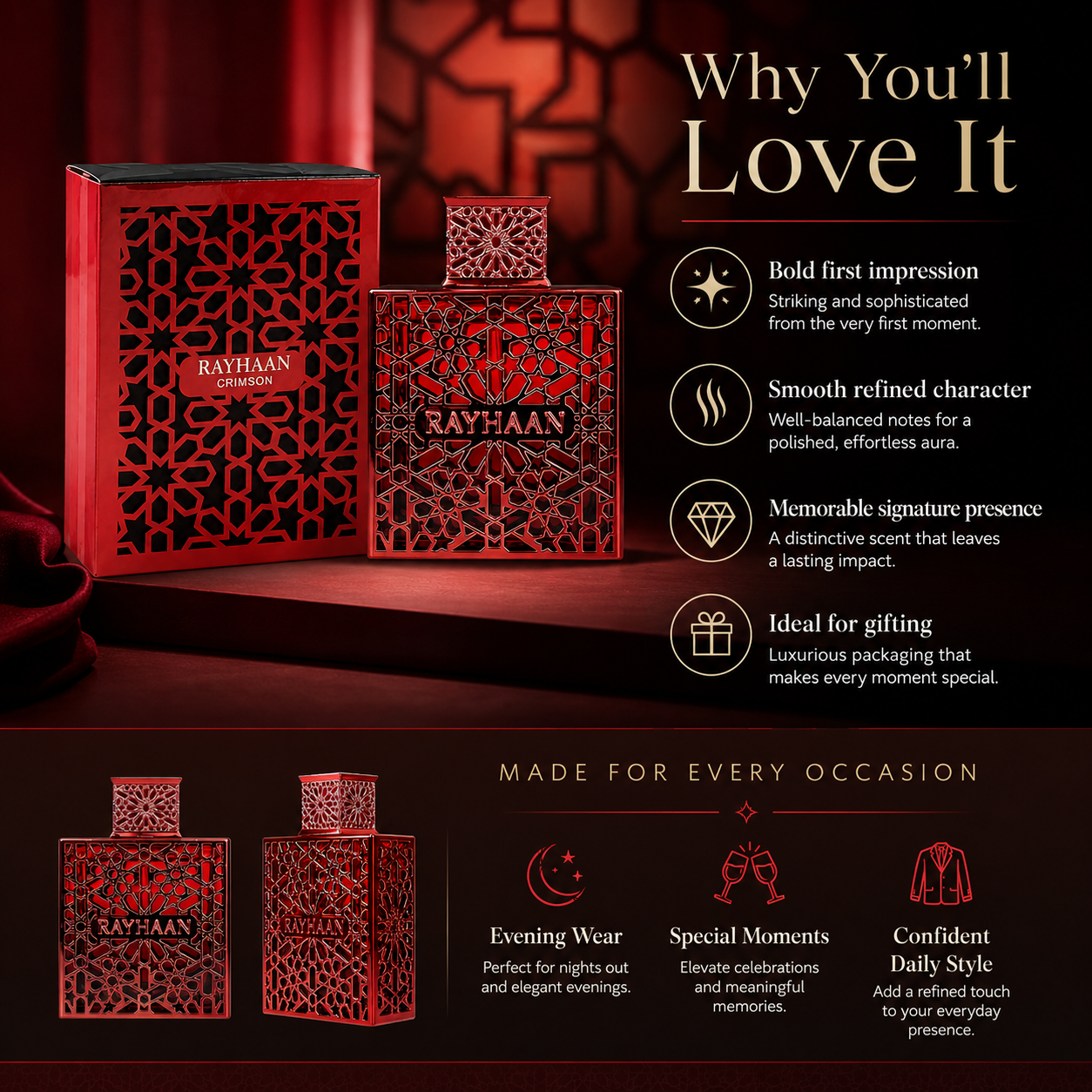 Rayhaan Crimson Red Hollow Car - огляд і ціна Perfume Fragrance Bottle